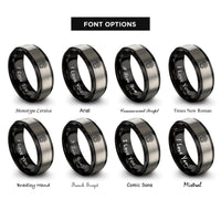 font options for inside engraving on black & silver dharma wheel rings