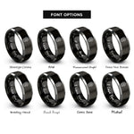 font options for inside engraving on black & gray dharma wheel rings