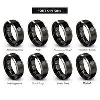 font options for inside engraving on black & grey dharma wheel dharmachakra rings
