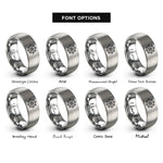 font options for inside engraving on grey dharma wheel dharmachakra rings