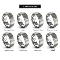 font options for inside engraving on grey dharma wheel rings