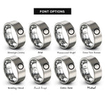 font options for inside engraving on gray diabetes blue circle rings