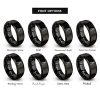 font options for inside engraving on black diagonal cutters rings
