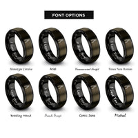 font options for inside engraving on gunmetal & black diagonal cutters rings