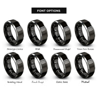 font options for inside engraving on black & gray diagonal lattice rings