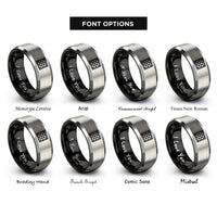 font options for inside engraving on black & grey diagonal lattice rings