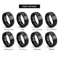 font options for inside engraving on black diagonal lattice rings