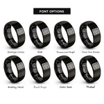 font options for inside engraving on black diagonal lattice rings