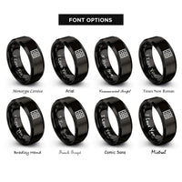 font options for inside engraving on black diagonal lattice rings