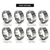 font options for inside engraving on silver diagonal lattice rings