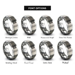 font options for inside engraving on silver diagonal lattice rings