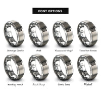 font options for inside engraving on silver diagonal lattice rings