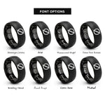 font options for inside engraving on black diameter symbol rings