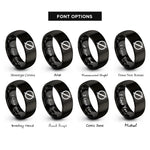 font options for inside engraving on black diameter symbol rings