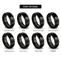 font options for inside engraving on black diameter symbol rings