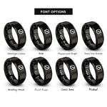 font options for inside engraving on black diameter symbol rings