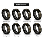 font options for inside engraving on gunmetal & black diameter symbol rings