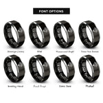 font options for inside engraving on black & silver diamond badge rings