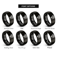 font options for inside engraving on black diamond badge rings