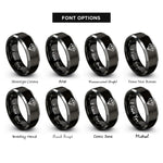 font options for inside engraving on black & gray diamond brilliant cut rings