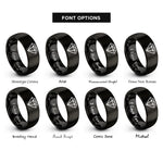 font options for inside engraving on black diamond brilliant cut rings