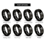 font options for inside engraving on black diamond brilliant cut rings