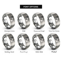 font options for inside engraving on gray diamond brilliant cut rings