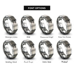 font options for inside engraving on gray diamond brilliant cut rings