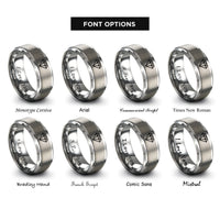 font options for inside engraving on gray diamond brilliant cut rings