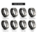 font options for inside engraving on black & silver diamond circle rings