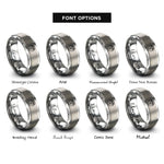 font options for inside engraving on grey diamond circle rings