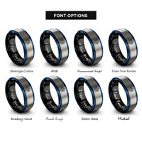 font options for inside engraving on black & blue & gray diamond cubic lattice rings