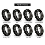 font options for inside engraving on black & grey diamond difficult rings