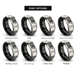 font options for inside engraving on black & gray diamond difficult rings