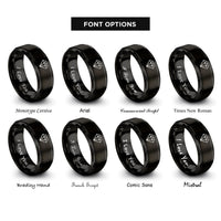 font options for inside engraving on black diamond difficult rings