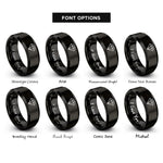 font options for inside engraving on black diamond difficult rings