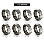 font options for inside engraving on gunmetal & silver diamond difficult rings