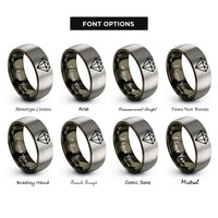 font options for inside engraving on gunmetal & silver diamond difficult rings