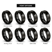 font options for inside engraving on black diamond grid rings