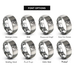 font options for inside engraving on gray diamond grid rings