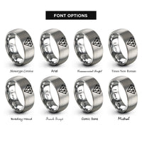 font options for inside engraving on gray diamond grid rings
