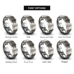 font options for inside engraving on gray diamond grid rings