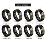 font options for inside engraving on gunmetal & black diamond grid rings
