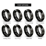 font options for inside engraving on black & silver diamond plate rings