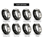 font options for inside engraving on black & gray diamond plate rings