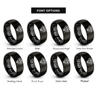 font options for inside engraving on black diamond plate rings