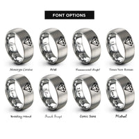 font options for inside engraving on grey diamond plate rings