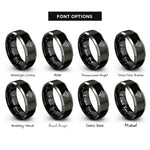 font options for inside engraving on black & silver diamond topo lines rings