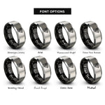 font options for inside engraving on black & silver diamond topo lines rings