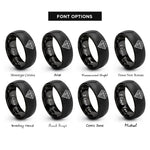 font options for inside engraving on black diamond topo lines rings